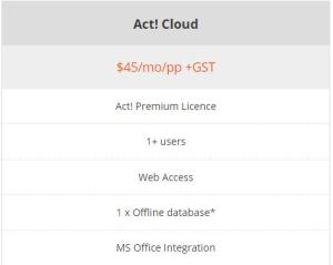 Act! cloud subscription pricing